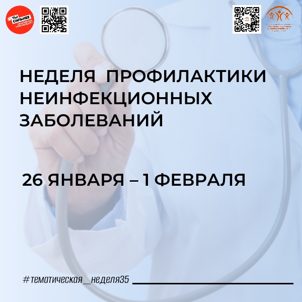 С 26 января по 1 февраля Минздрав РФ проводит неделю профилактики неинфекционных заболеваний..